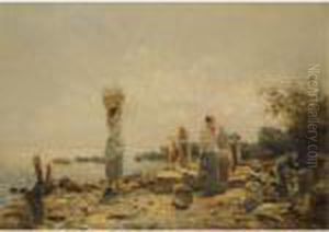 Wascherinnen In Abbazia (washerwomen In Abbazia, Istria) by Olga Wisinger-Florian