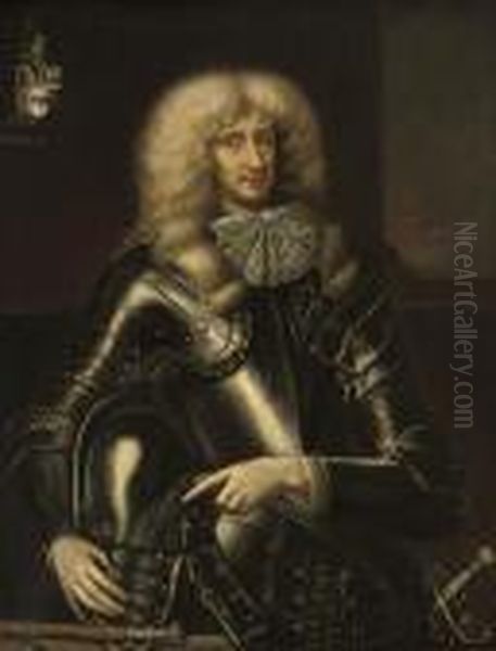 Portrait Of A Gentleman 
Traditionally Identifed As Francis Cressett (b. C.1612), 
Three-quarter-length, In Armour, Holding A Helmet - view 1