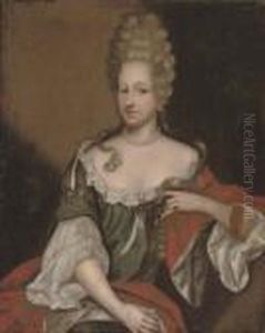 Portrait Of A Lady, Three-quarter-length, In A Blue And Red Wrap With A Pearl Necklace Portrait Of A Lady, Three-quarter-length, In A Blue And Red Wrap With A Pearl Necklace