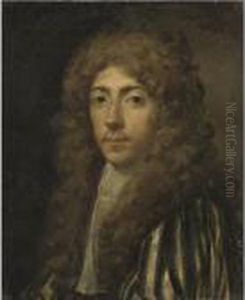 Portrait Of A Gentleman, Head And Shoulders, Wearing A Striped Doublet