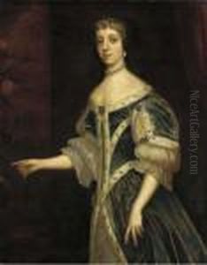 Portrait Of Catherine Of Braganza by William Wissing or Wissmig