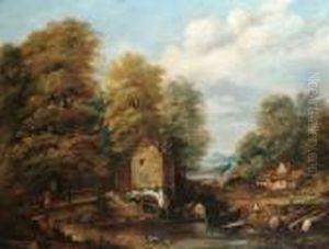 Figures Before A Mill, Derbyshire