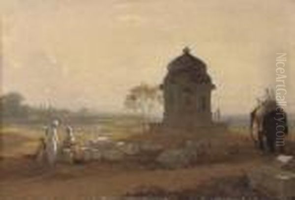 Indian Landscape With A Monument - view 1