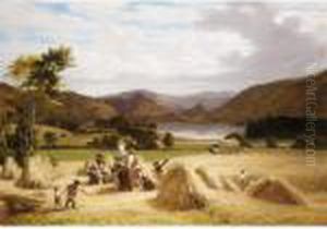 Harvesting, Near Derwentwater, Cumberland by William Frederick Witherington