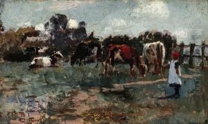 Minding The Cows by Walter Withers