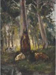 Cows Resting Under Gums by Walter Withers