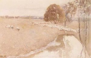 Sheep Near A Billabong by Walter Withers