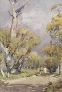 Figures Strolling Down A Lane by Walter Withers