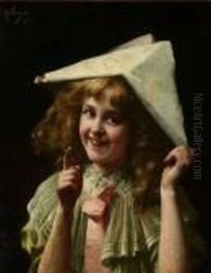 . Portrait Of Young Girl With Hat, Signed U.l. And Dated '94 by Karl Witkowski