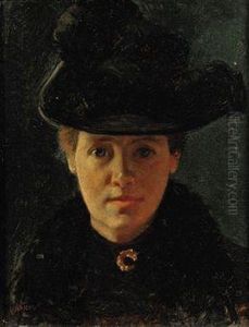 Portrait Of A Lady With A Feathered Hat