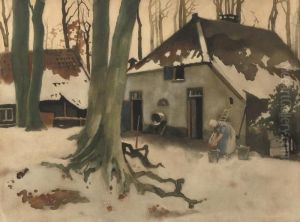 Boerderij In De Sneeuw Te Ede: Winter by Willem Witsen