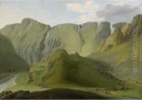 Rhone Bei Gletsch Mit Gadmerfluh, Tellistock Und Wendenstock - view 1