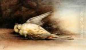 Dead Canary, Monogrammed Watercolour, 14x23.5cm Dead Canary, Monogrammed Watercolour, 14x23.5cm