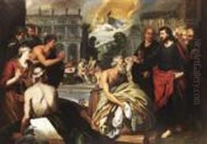 Jesus Bei Der Krankenheilung Am Teich Von Bethesda by Artus Wollfort
