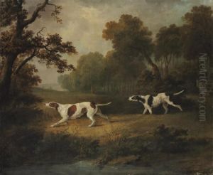 Two Setters In An Extensive Landscape by Dean Wolstenholme, Snr.