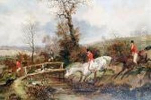 Huntsmen Approaching A Stream by Dean Wolstenholme, Jr