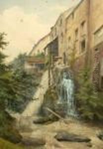 Watermill And Cottages;
Watercolour, Signed, 57x39cm: European School Early 20th Century- Still
Life Of Jug, Portrait And Helmet Shell; Watercolour by Edgar Thomas Wood