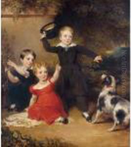 Portrait Of Three Children In A Landscape With A Dog Portrait Of Three Children In A Landscape With A Dog