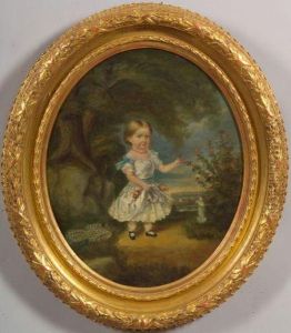 Portrait Of Sallie Anderson In In The Garden Pickingblossoms. by Thomas Waterman Wood