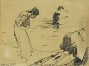 Study Of Bathers by Charles Herbert Woodbury