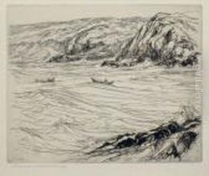 [boats Along The Shore] by Charles Herbert Woodbury