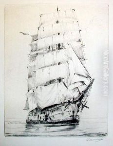 [boats Along The Shore] by Charles Herbert Woodbury