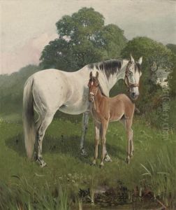 A Mare And Fowl In A Meadow