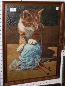 Study Of A Ginger Tabby Kitten Playing With A Ball Of String