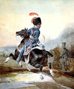 Artillery officer galloping to the left