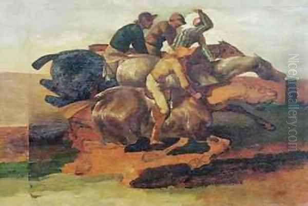 Four Jockeys Galloping - view 1