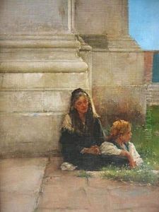 Femmeet Enfant Au Pied D'un Temple A Venise Femmeet Enfant Au Pied D'un Temple A Venise