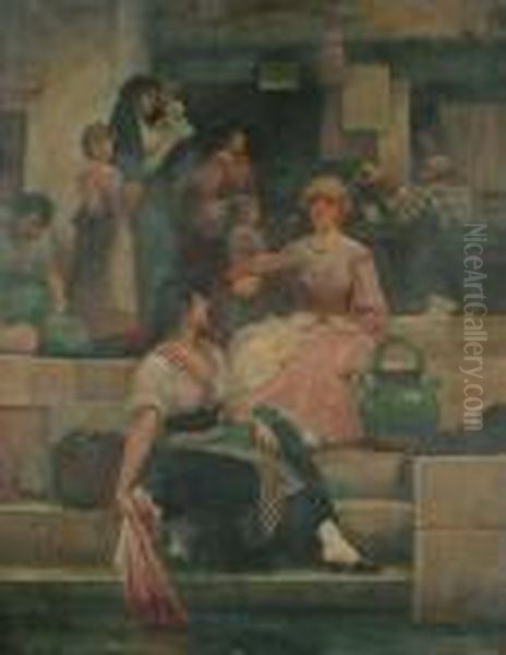 Figures Outside An Italian Cafe - view 1