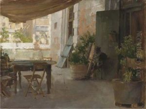 On The Terrace Of A Venetian Villa by Henry Woods