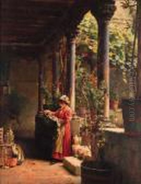 A Venetian Courtyard by Henry Woods