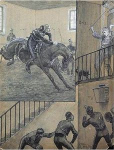 Mishaps At A Military Academy; Cossacks On Parade by Richard Caton Woodville