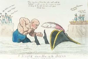 A Knock Down Blow In The Ocean!! Or- Bonaparte Taking Frenchleave by George Moutard Woodward