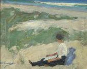 Woman Reading At The Beach by Mabel May Woodward