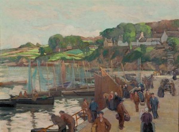 Figures Along A Quay, Brittany - view 1