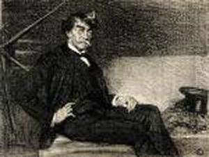 Two Works: Portrait Of James Abbott Mcneil Whistler And Lady On Sofa by Samuel Johnson Woolf