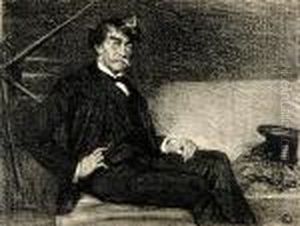 Two Works Portrait Of James Abbott Mcneil Whistler Lady On Sofa Xi Dc by Samuel Johnson Woolf