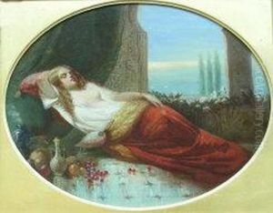 Lightly Clad Maiden Sleeping by Alfred Woolmer