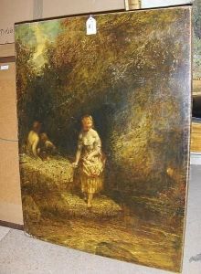 Young Woman By A Woodland Stream, 1872 by Alfred Woolmer