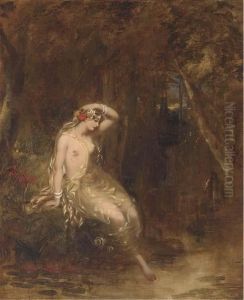 A Nymph At The Waters Edge by Alfred Woolmer