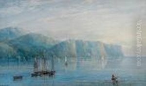 Vessels Off A Rugged Coastline by Charles Nicholls Woolnoth