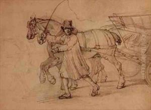 Peasant driving a cart of straw by Theodore Gericault