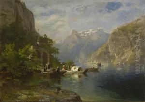 Bei Der Tell-kapelle Am Ufer Des Vierwaldstattersees by Josef Wopfner
