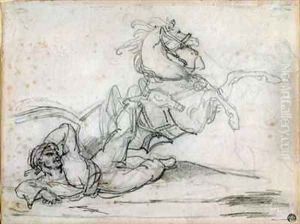 Mameluke falling beneath his horse by Theodore Gericault