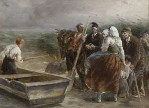 Zu Hilfe - Sturm Am
 Chiemsee. by Josef Wopfner