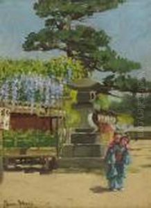 Wisteria Temple Garden by Theodore Wores