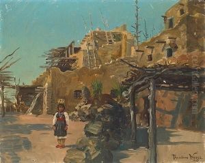 Indian Girl By A Pueblo by Theodore Wores